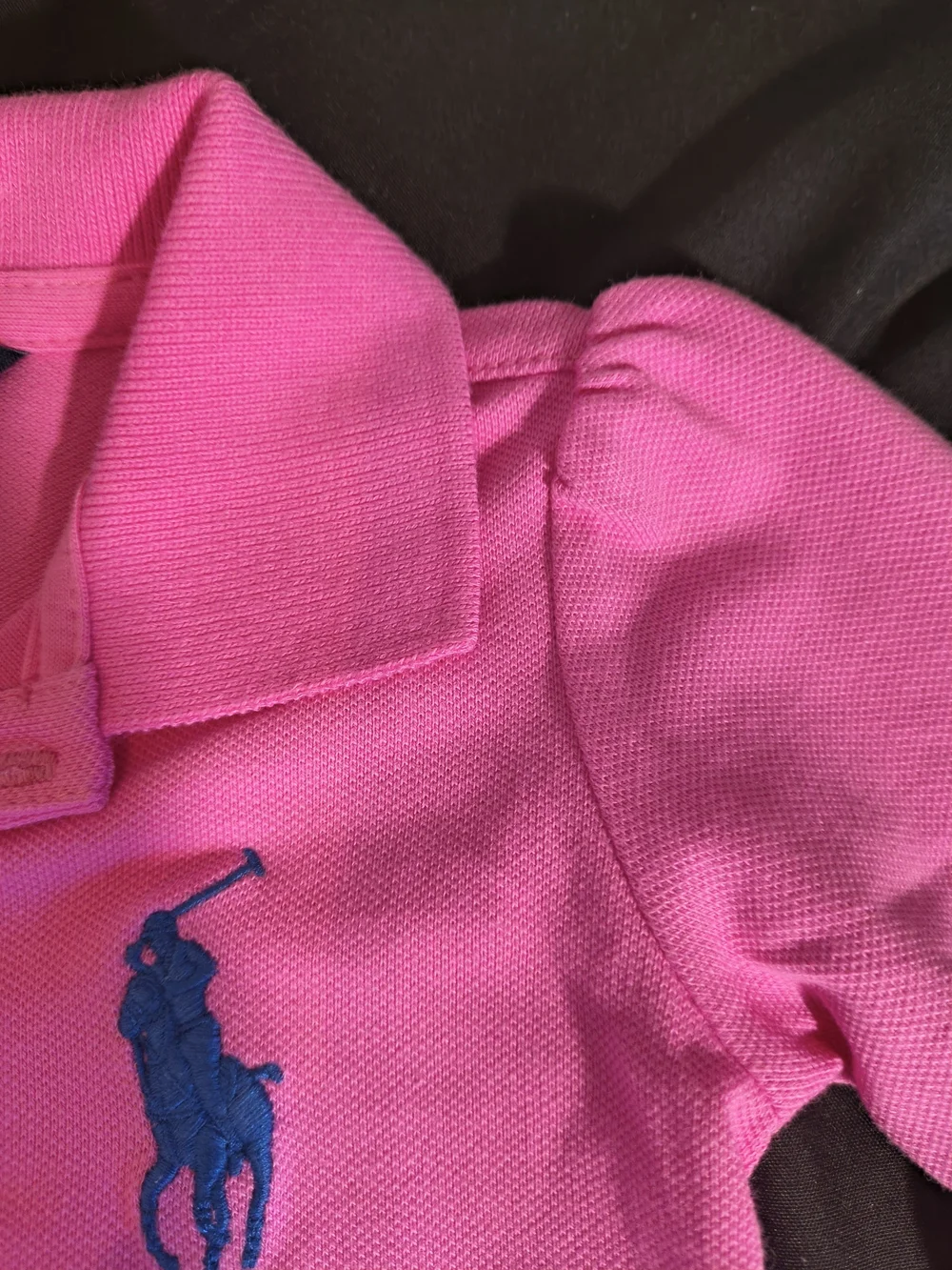 Ralph Lauren Bright Pink Long-Sleeve Polo Dress with Blue Pony